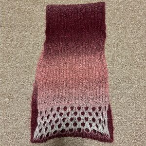 Maroon and pink ombré knit infinity scarf